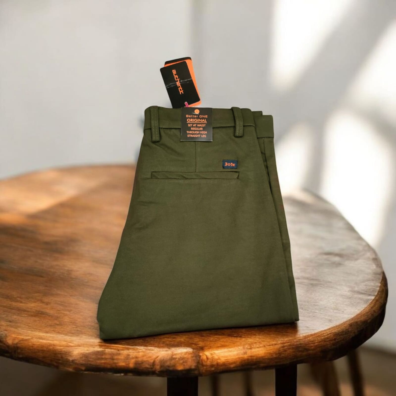 FORMAL GABARDINE PANT-DARK OLIVE COLOUR - Image 4